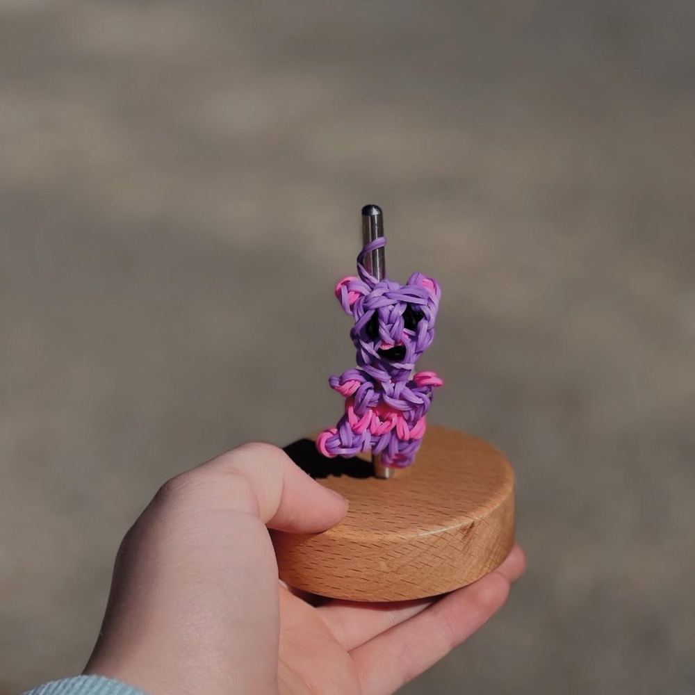 Handcrafted Purple and Pink Bear Keychain